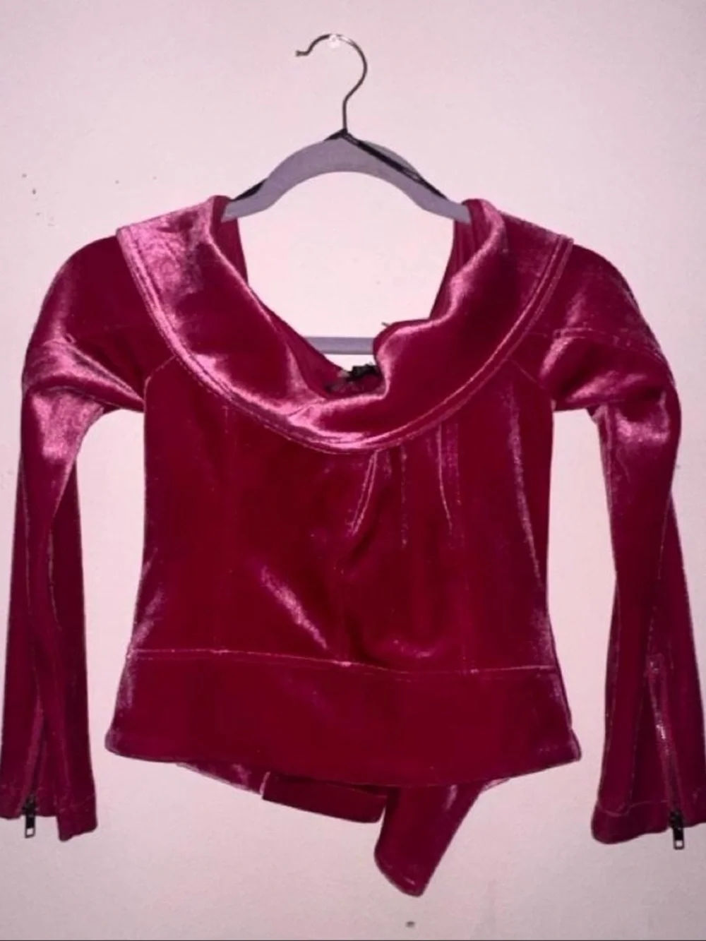 Hot Pink suede Y2K top